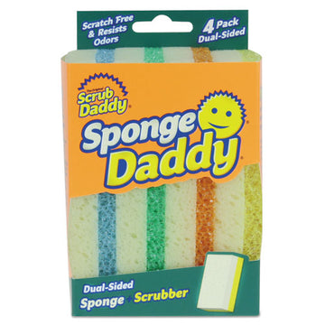 Scrub Daddy® Sponge Daddy Dual-sided Sponge, 3.38 X 5.56, 2.63" Thick, Assorted Colors, 4-pack, 20 Packs-carton freeshipping - TVN Wholesale